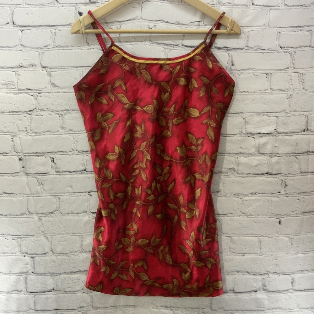 Gilligan And O'malley Lingerie Womens Sz S Tank Teddy Red Floral Red Satin